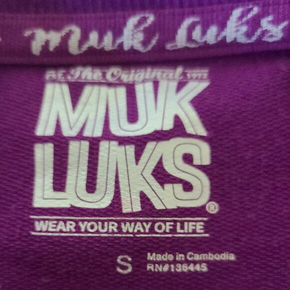 MUK LUKS THE ORIGINAL - WOMENS PLUM PULLOVER - DIAMOND DESIGN ON ELBOW SZ SMALL - Picture 2 of 7